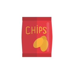 Traditional red chips plastic bag for super bowl party, Vector illustration