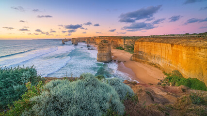 twelve apostles at sunset,great ocean road at port campbell, australia