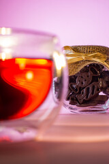 3D printed chocolates in a festively packed glass jar