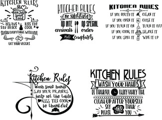 Kitchen Rules Quotes Bundle Vector Illustrations