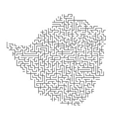 Zimbabwe map from black pattern of the maze grid. Vector illustration.