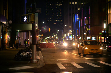 Evening street scene in New York city