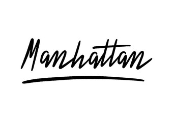 Fototapeta na wymiar Manhattan hand lettering on white background