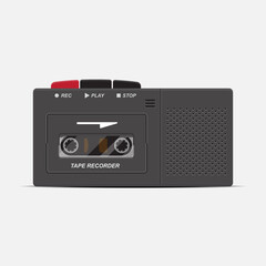 Cassette dictaphone,tape cassette recorder isolated on white background vector illustration.
