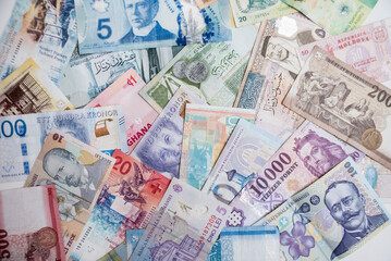 Paper money background of the different countries