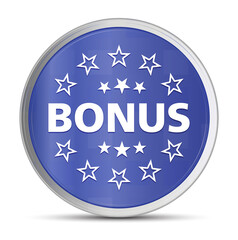 Bonus badge icon prime blue round button vector illustration design silver frame push button