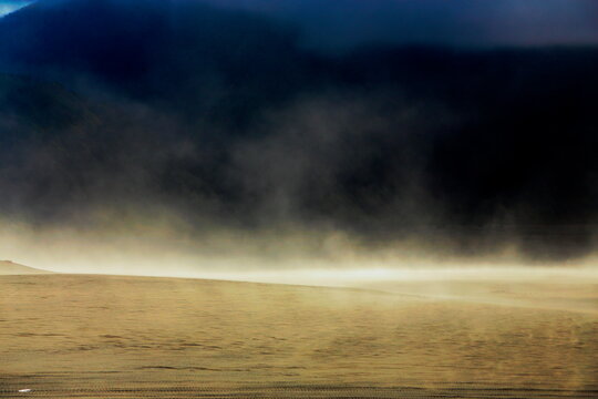 Sand Strom Over The Bromo  , East Java ,Indonesia