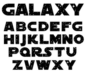 Galaxy font vector. Letters with stars. Vector illustration.