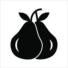 Pear icon on white background. color editable