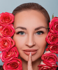 A portrait of a girl with roses