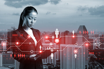 Attractive Asian HR director at international company is looking into personal organizer to plan...