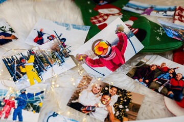 winter photos on the floor, Family Travel Photobooks, photo album