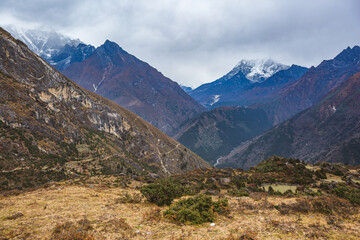 Nepal. Himalayas mountains view next to Kumjung village