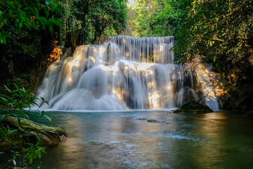 Huay Mae Khamin Waterfall, 3st floor, named Wangnapha, located at Srinakarin Dam National Park Kanchanaburi Province, Thailand