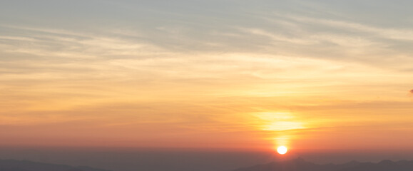 Naklejka na ściany i meble colorful of sky and beautiful mountain landscape.Morning sunrise time mountain scenery