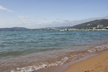 Walking along the coast along the sea