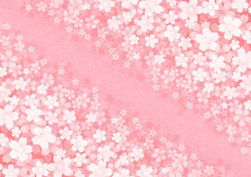 中心から桜の花が斜めに広がる背景イラスト vol.01