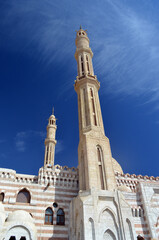 Fototapeta na wymiar Al Mustafa mosque, a large Islamic temple in the city center. Sharm El Sheikh, Egypt 