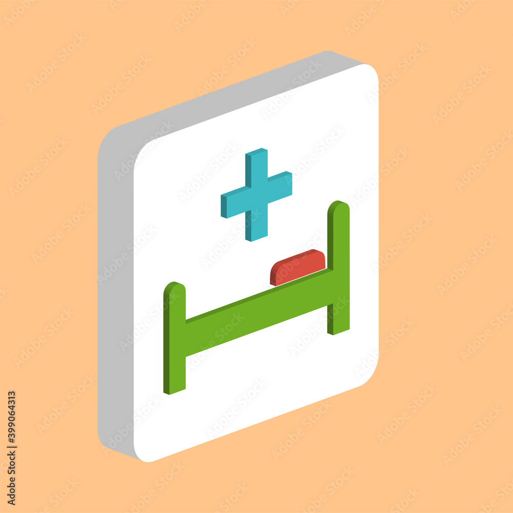 Poster hospital bed simple vector icon. illustration symbol design template for web mobile ui element. perf