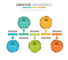 Infographic design template with numbers 5 option can be used for workflow layout, diagram, number step up options. 