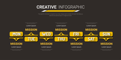 Timeline business for 7 day, 7 options, Timeline infographics design vector and Presentation business can be used for Business concept with 7steps or processes. 