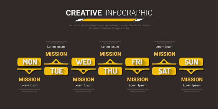 Timeline business for 7 day, 7 options, Timeline infographics design vector and Presentation business can be used for Business concept with 7steps or processes. 
