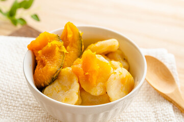 だんごとかぼちゃの煮物