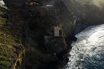 Aerial view of the abandoned Casa Hamilton in Los Realejos by the sea