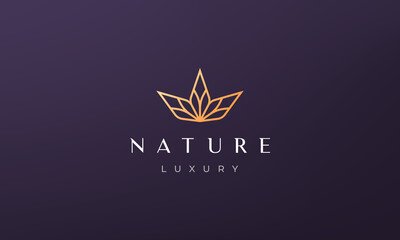 minimalist gold flower leaf logo in a luxury and modern style