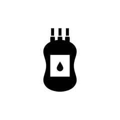 Plastic Blood Bag, Donate Transfusion. Flat Vector Icon illustration. Simple black symbol on white background. Plastic Blood Bag, Donate Transfusion sign design template for web and mobile UI element.
