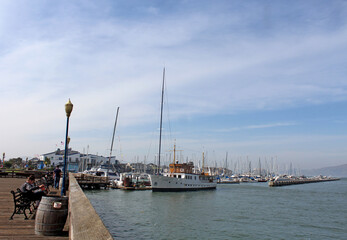 Fototapeta na wymiar Yacht marina at Piier 39, Fisherman Wharf, Downtown of San Francisco, California.