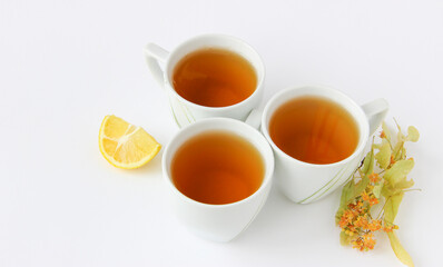 Herbal tea. Additional herbal treatment. Tea with lemon and lime.