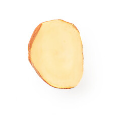 Halved piece of  Hazelnut isolated on white background. Top view. Flat lay.