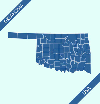 Oklahoma counties map vector outlines