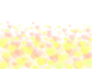 黄色とピンクのハートが浮かぶ背景イラスト