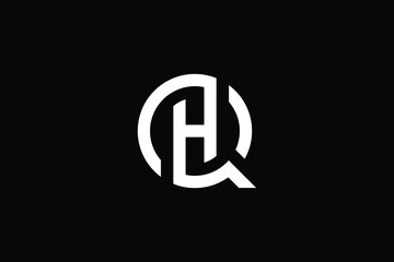 QH logo letter design on luxury background. HQ logo monogram initials letter concept. QH icon logo design. HQ elegant and Professional letter icon design on black background. Q H HQ QH