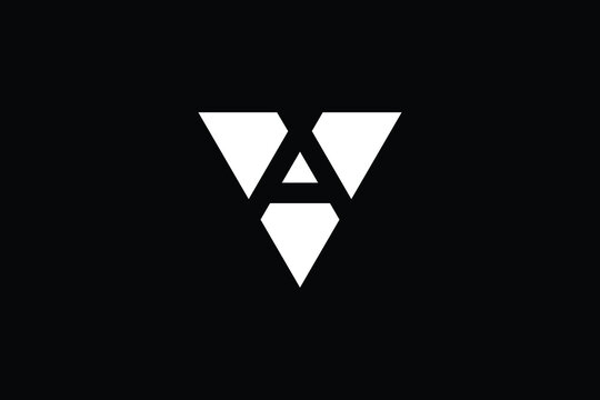 AV logo letter design on luxury background. VA logo monogram initials letter concept. AV icon logo design. VA elegant and Professional letter icon design on black background. AV VA