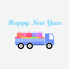 truck with Christmas gifts, vector illustration
