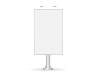 Vector realistic street Billboard isolated on white background. Mockup. vertical blank. Screen for presentation and design. Empty template. Front view. EPS 10.