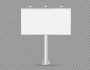 Vector realistic outdoor Billboard isolated on transparent background. Mockup. Big horizontal banner for advertising. Screen for presentation and design. Empty template. Front view. EPS 10.