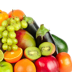 Fruits and vegetables isolated on white background.
