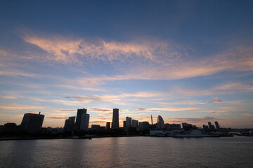 大さん橋からの横浜みなとみらいの夕景