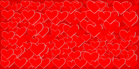 Obraz premium Red bright background with many red hearts for Valentine's day. Vector illustration