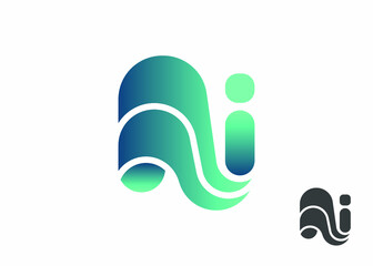 Initial Letter NI 3D Logo, Initial Letter Logo For Company Name, Alphabet Logo Template Ready For Use, Modern Initial Logo