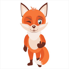 Little red fox smiling and winking