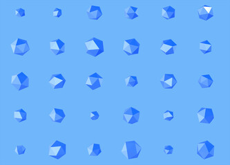 Blue abstract background 3D animation of geometric shapes. Modern colored background with polygon.