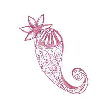 recommend clip art: Indian paisley pattern. Isolated on a white background.