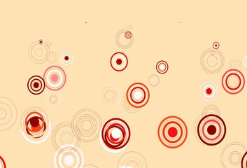 Light Red, Yellow vector background with bubbles.