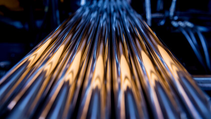 Automatic band saw machine with water coolant cutting metal pipes.