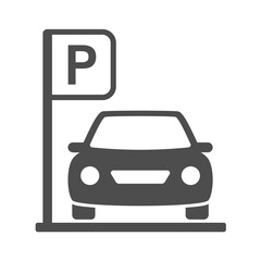 parking silhouette vector icon isolated on white. car parking icon for web, mobile apps, ui design and print